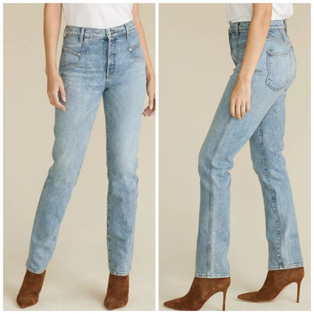 Veronica Beard Ryleigh Slim High Waist Straight Leg Jeans